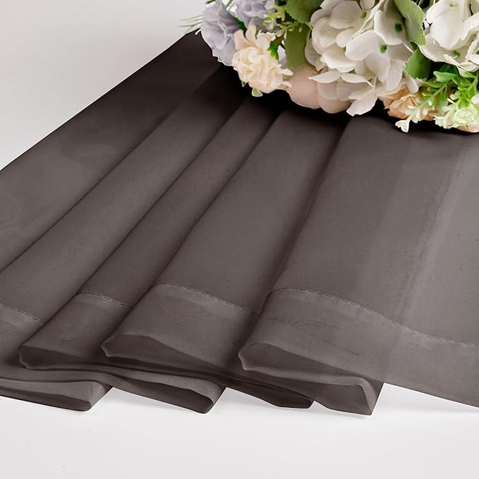 Chyhomenyc Sheer Valances for Windows 2 Pieces, 42Wx14L Inches Brown Small Window Valance for Living Room Bathroom Cafe Laundry Basement, Elegant Chocolate Rod Pocket Voile Valance