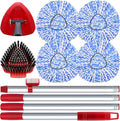 Spin Mop Head and Brush Replacement Compatible with O Cedar RinseClean 2-Tank System, 4 Mop Replace Heads, 1 Handle, 1 Base and 1 Scrub Brush Combo Set