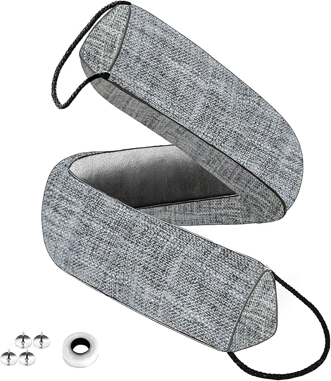 QUOLIX Triangle Under-Door Draft Stopper, 32" Noise Blocker, Weighted Weather Stripping, Gray Cotton & Polyester, Multi-Function Noise & Light Blocker,Gray