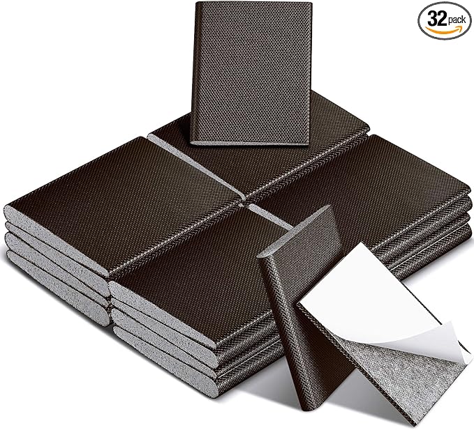 Zonon 32 Pieces Door Corner Seal Weatherstripping Exterior Door Frame Seal Draft Stopper Adhesive Corner Pads for Weather Stripping and Draft Protection (Brown)