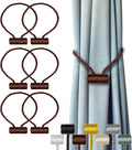 Hion Magnetic Curtain Tiebacks Dark Brown 6 Pack, Curtain Tiebacks Buckles Holdbacks Holders Hooks Clip for Home Bedroom Office Decorative Thick or Thin Curtain