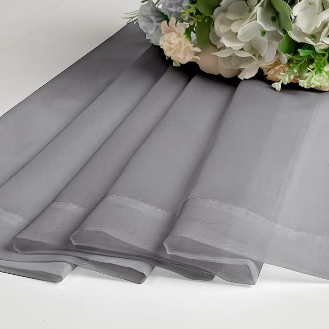 Chyhomenyc Extra Long Sheer Curtain Panels 96 Inches, 2 PCS, Voile Top Dual Rod Pockets Soft Touching Window Drapes Treatment for Children Room/Bedroom/Living Room/Hotel, 42W x 96L inch, Charcoal Grey