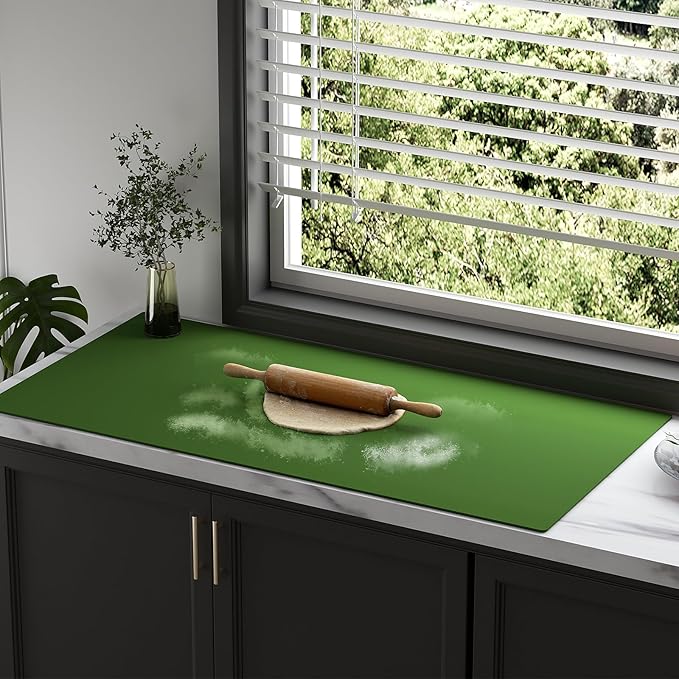 Quality Silicone Table Mat 47x24 Inch - High Heat Resistant (Lab Tested 482°F), Non-Slip Oil-Resistant Surface for Baking & DIY | Waterproof & Easy Clean (Green)