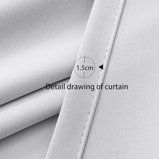 Pickluc Cafe Kitchen Curtains 36 Inches Long 2 Panels, Blackout Tier Curtains with Rod Pocket, Short Black Out Curtain for Small Window, 42" Wide and 36" Length, Set of Two, Greyish White