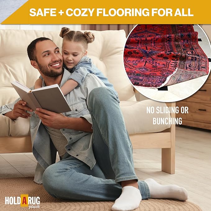 Hold-a-Rug Plush 7' Round Nonskid, Nonslip Rug Pad, Reversible Gripper, ¼ Thick, Safe for All Floors and Carpet, Keep Area Rugs Secure