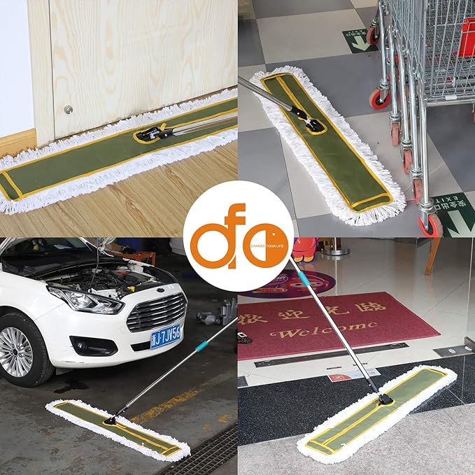 OFO 43inch Industrial Commercial Dust Mop 2 Sets // Heavy Duty Dust Mop // 63inch Length Stainless Steel Handle //Easily Clean Large Area Factory,Shopping Mall,Garage