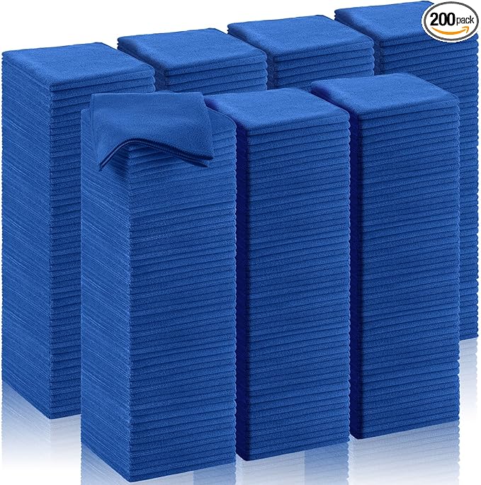 200 Pcs Microfiber Cleaning Cloth 16x16 Inch Microfiber Towels for Car Ultra Absorbent Cleaning Rags Reusable Lint Free Streak Free Detailing Towel for Car Washing Drying Dusting (Dark Blue)