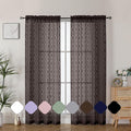 Aiyufeng Brown Sheer Curtains 72 Inches Long 2 Panels, Lightweight Clip Jacquard Textured Sheer Privacy Curtains for Bedroom Living Room, Classic Wavy Line Design Door Curtains, 40" Wx72 L Inches