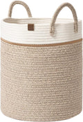 LA JOLIE MUSE Woven Basket Rope Storage Baskets - Large Cotton Organizer 16 x 14 x 14 Inches, Basket for Baby Blanket, Kids Toy Nursery Laundry Basket