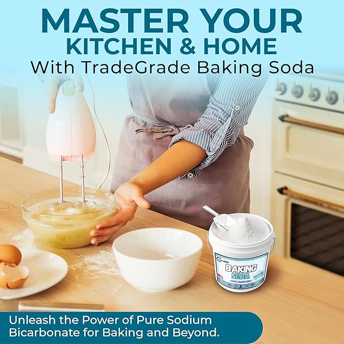 TradeGrade Pure Baking Soda Powder – 1 Gallon Bucket, Sodium Bicarbonate Powder | Premium Food-Grade for Baking, Bread, Cookies & More | Baking Soda for Cleaning, Natural Cleaner & Deodorizer (1 Gallon)