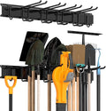 Garage Tool Storage Rack, Heavy Duty Garage Storage Organizer Rack System Wall Mounted Tool with 6 double hooks, 2 rails, Garden Yard Tools Hanger Rack for Ski Gears, Broom, Rake,Shovel