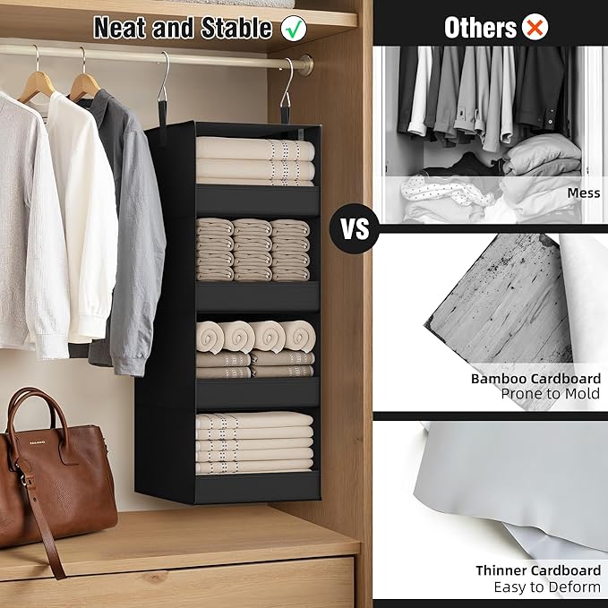 GRANNY SAYS 4-Shelf Hanging Organizer, Wall Mount, Fabric, 1-Pack