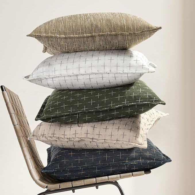 ZWJD Pillow Covers 26x26 Set of 2 Soft Polyester Textured Pillow Covers with Stylish Flange Edge Cozy Farmhouse Throw Pillows for Couch Bed Sofa Living Room