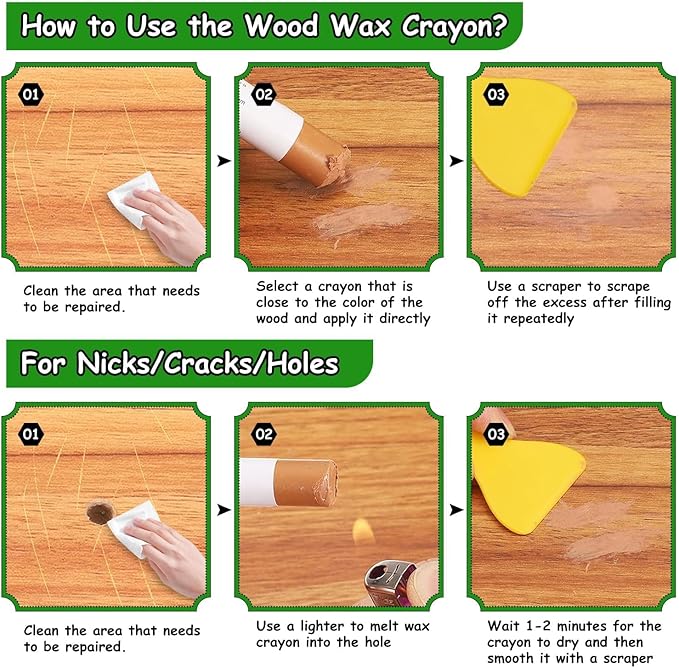 Furniture Markers Touch Up, 20 Colors Wood Filler Sticks, Wood Wax Crayons for Repairing Scratches, Scuffs, Cracks, Holes on Furniture, Floors, Cabinets, Tables, and Doors - Light Color Series
