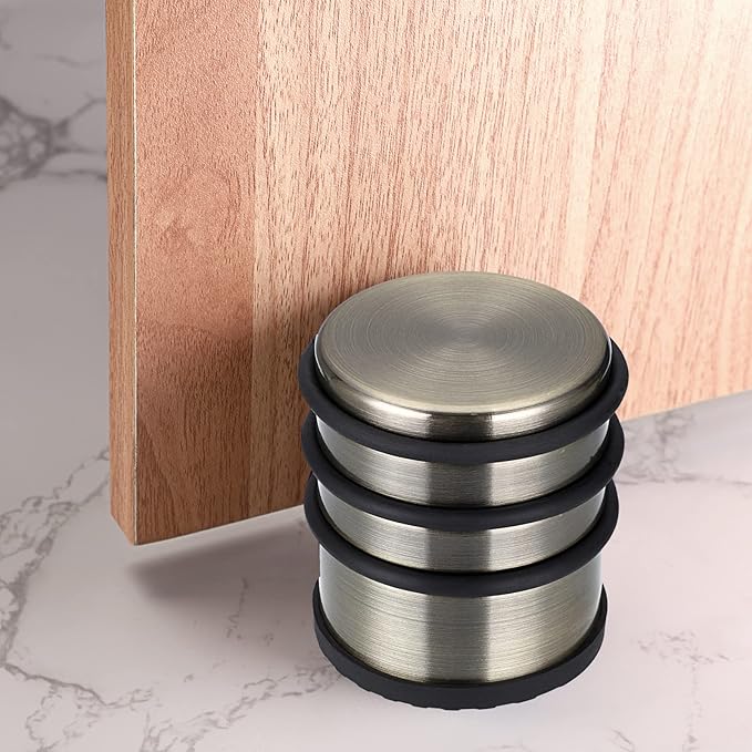 Sumnacon Heavy Duty Floor Door Stopper No Drill - Durability Stainless Steel Door Stop with Anti-Skid Rubber - Decorative Safety Doorstop for Home Office Commercial Industrial Decor, Bronze