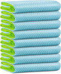 Microfiber Cleaning Cloth Lint Free Glass Cleaner Window Polishing Streak Free Miracle Easy Clean Rag Reusable for Mirror Kitchen Dish Auto Detailing,Pack of 8, 12'' x 16'', Light Blue