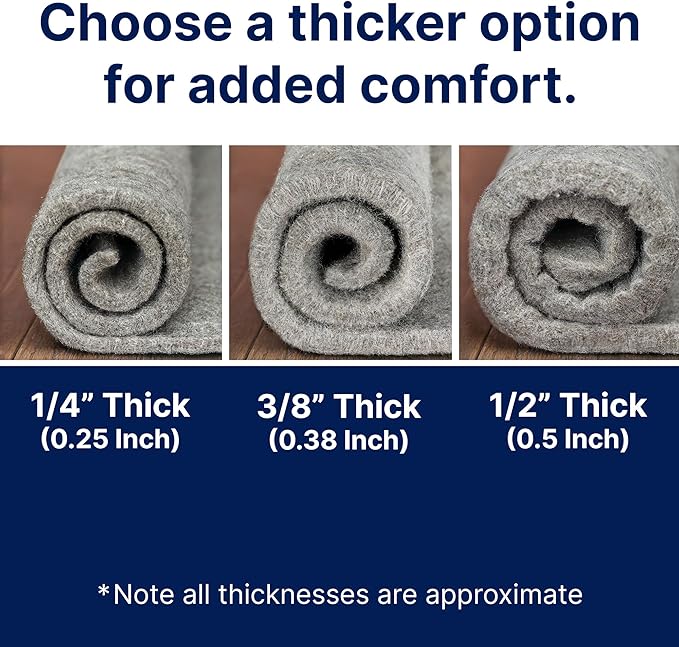 RUGPADUSA - Eco-Plush - 12' Square - 1/2" Thick - 100% Felt - Luxurious Cushioned Rug Pad - Available in 3 Thicknesses, Many Custom Sizes