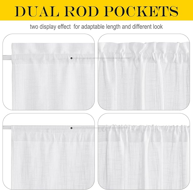 NICETOWN Sidelight French Door Panel, Linen Textured Look Translucent Privacy Side Light Sheer Front Door Curtain Including Tieback, 30 inches Wide x 72 inches Long, White