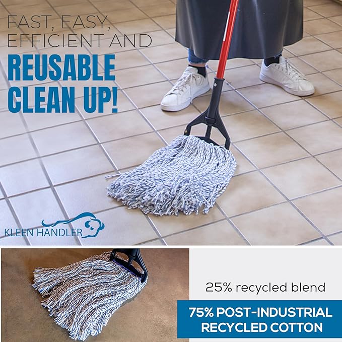 KLEEN HANDLER Cut End Finish Mop | 1.25" Universal Headband Maximum Absorption Finishing Mop, Pack of 6