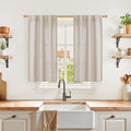 YoungsTex Cafe Linen Curtains 40 Inches Long for Kitchen Window Over Sink - Short Semi Sheer Drapes with Rod Pocket Back Tab Rustic Light Filtering for Front Door Bathroom, 2 Panels, 30 X 40 Inch