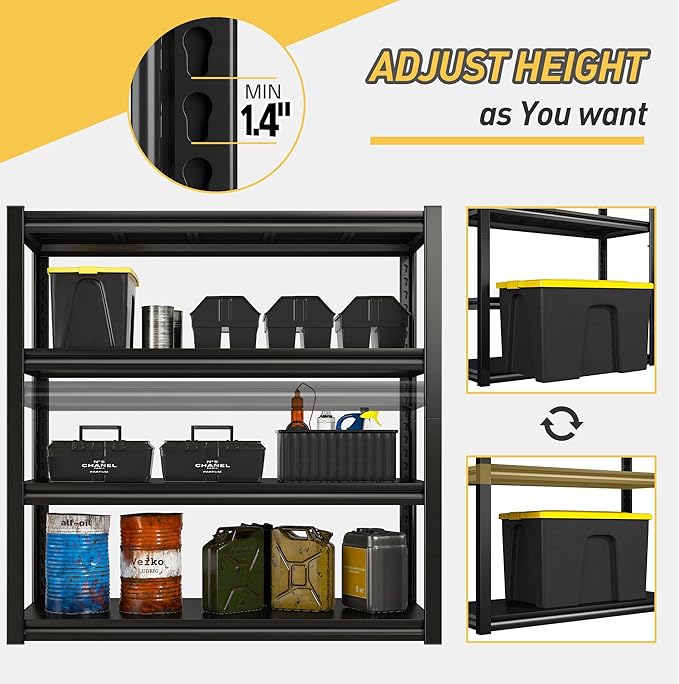 Raybee 40" W Garage Shelving Heavy Duty Storage Shelves 56.9" H Metal Shelving Heavy Duty Load 1600LBS Adjustable Metal Shelves for Storage for Pantry Kitchen 40" W x 19.1" D x 56.9" H 3 Pack