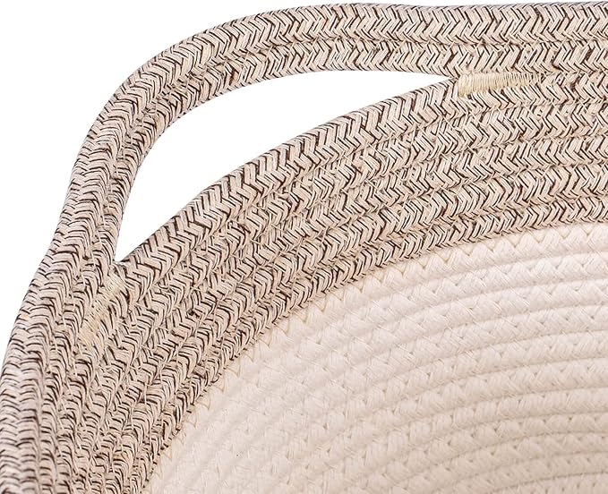 Medium and Large Woven Basket//With Handle, Used for Toys and Fabric Storage Basket used for Storing xl Storage Box, Decorative Storage Box Room 2pack (Light Brown, L13×W9×H7)