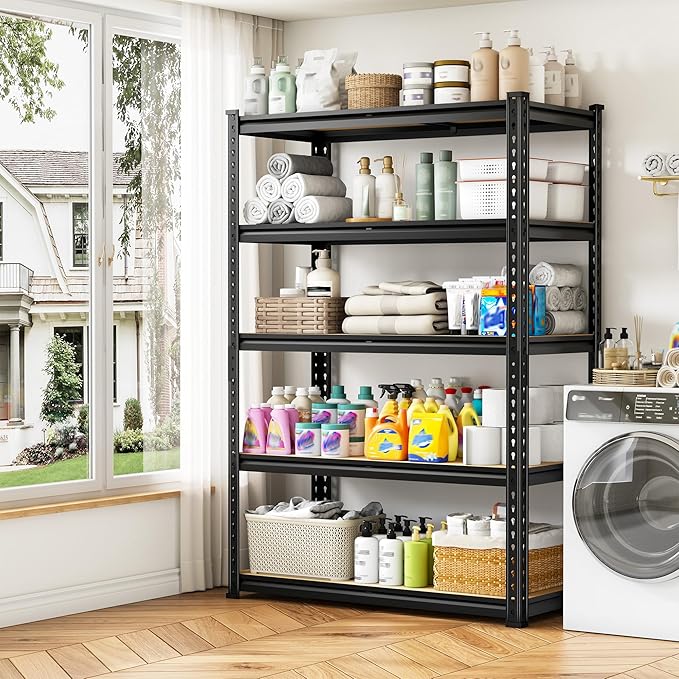 1980LBS Storage Shelves, 5-Tier Adjustable Pantry Shelves, Metal Shelving Unit for Kitchen, Pantry, Closet, Laundry, Garage,72.06" H x 35.55" W x 11.81" D