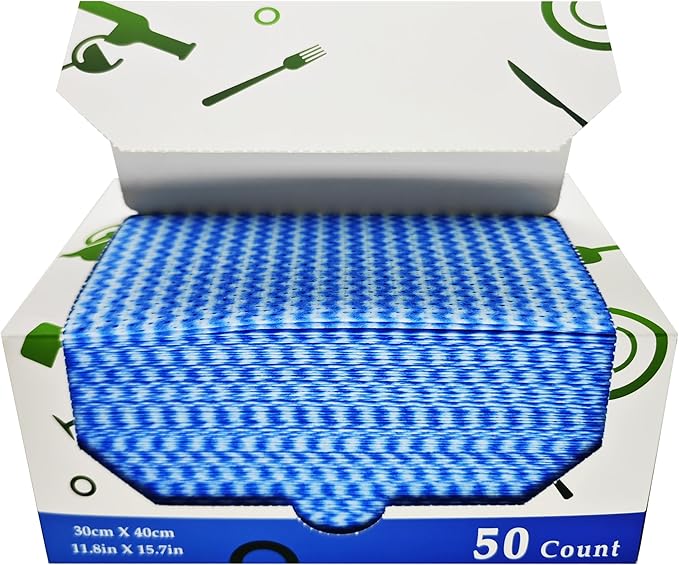 Multi-Use Reusable Cloths - Heavy Duty Wipes for Kitchen, Bathroom & Car (50 Count (Pack of 1))