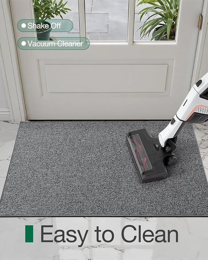 LUMI Indoor Door Mat 36"x59", Ultra Thin Low Profile Non-Slip Doormat for Home Entrance, Absorbent & Stain-Resistant Welcome Mats, Washable Entryway Mat for Front Door, Patio, Porch, Grey