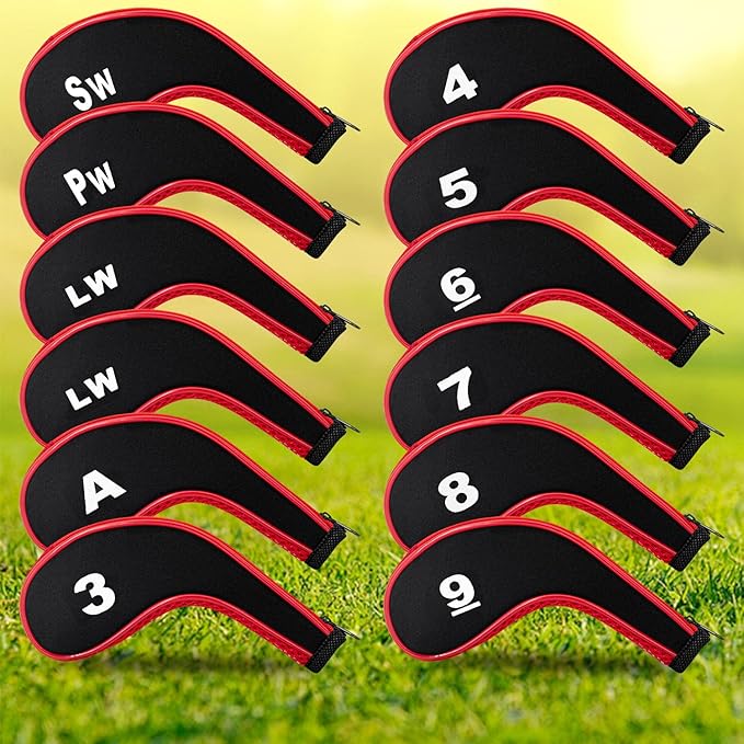 Golf 12pcs Thick Synthetic Golf Iron Head Covers Set Headcover Fit All Brands Callaway Ping Taylormade Cobra Etc. Also Custom Name