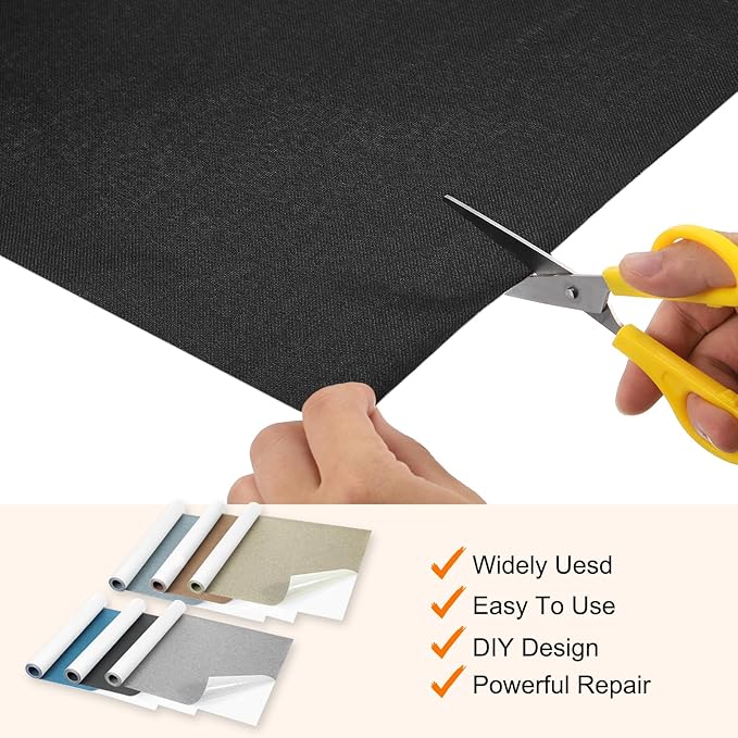Repair Patches Repair Tape Self-Adhesive DIY Repair Patch Linen Gear Patch for Sofa, Furniture, Chair, Clothing,Tents,17x79 Inch,Light Brown