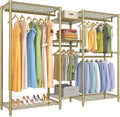 VIPEK Classic V6 Wire Garment Rack Heavy Duty Clothes Rack with 7 Adjustable Shelves & 4 Hanging Rods, Compact DIY Metal Clothing Racks 68.9" L x 15.7" W x 76.4" H, Max Load 840LBS, Gold