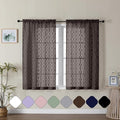 Aiyufeng Sheer Brown Curtains 45 Inch Length 2 Panels Set, Farmhouse Clip Jacquard Textured Short Sheer Curtains, Lightweight Chic Wavy Line Window Curtain Panels for Bedroom, 40" Wx45 L Inches