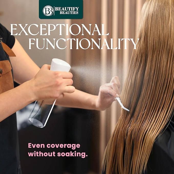 BeautifyBeauties Hair Spray Bottle – Ultra Fine Continuous Water Mister for Hairstyling, Cleaning, Plants, Misting & Skin Care (Clear)