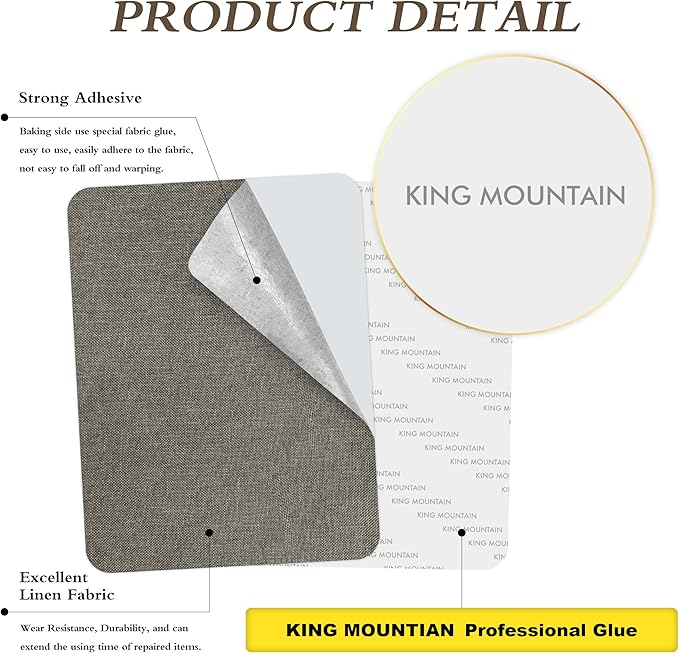 Fine Linen Repair Patches, Self-Adhesive Linen Fabric Patches, 8X11 inch 2 PCS, Multi Color, Can be Used for Linen Sofa Repair and Linen Clothes Repair(8" x 11"-2PCS,Cream-Gray)