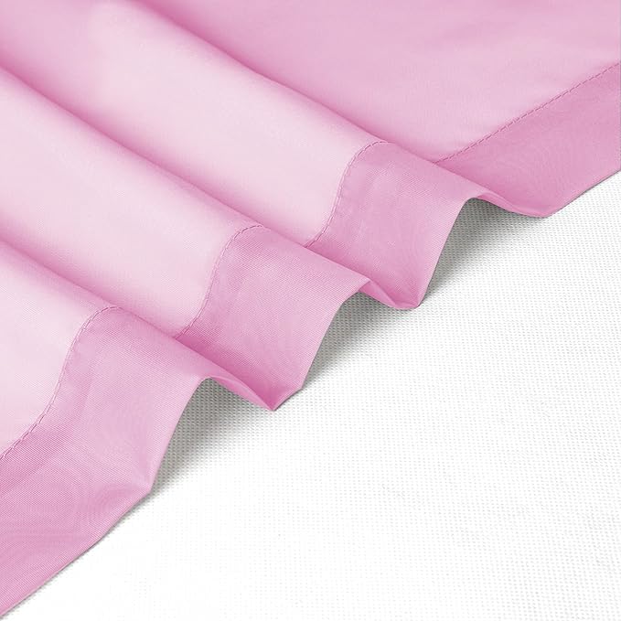 Chyhomenyc Sheer Pink Tier Curtains 24 Inch Length, Small Window Curtains Treatment for Bathroom Living Room Basement, Short Rod Pocket Cafe Curtain, 42W x 24L Inches, 2 Panels
