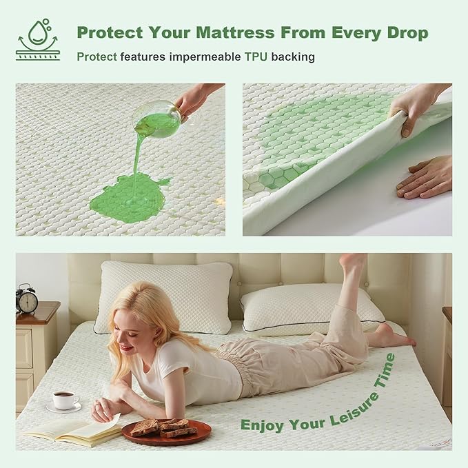 Waterproof Mattress Protector, Full Size Mattress Pad Fitted 6-15" Deep Pocket, 3D Air Fabric Double Bed Mattress Cover Noiseless Washable for College Dorm