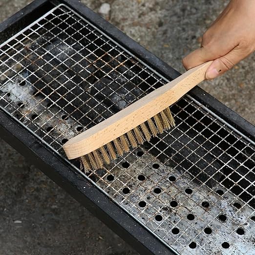 Steel Wire Brush Pack of 2 - Beechwood Handle Wire Brushes - Heavy Duty Steel Bristle Cleaning Brush for Rust, Paint & Welding Slag Removal - Durable Metal Cleaning Tool