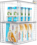 Vtopmart 2Pack Large Stackable Kitchen Pantry Storage Drawers, Clear Organizer Bins with Handles, Acrylic Drawer Organizers for Kitchen Pantry, Bathroom Undersink, Cabinet Organization and Storage
