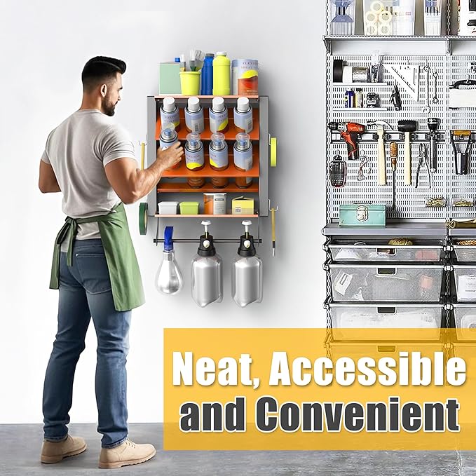 Ultrawall Spray Can Holder Rack, Heavy Duty Steel Wall Mounted Spray Bottle Holder, Garage Tool Utility Storage Rack, Holds 100 lbs