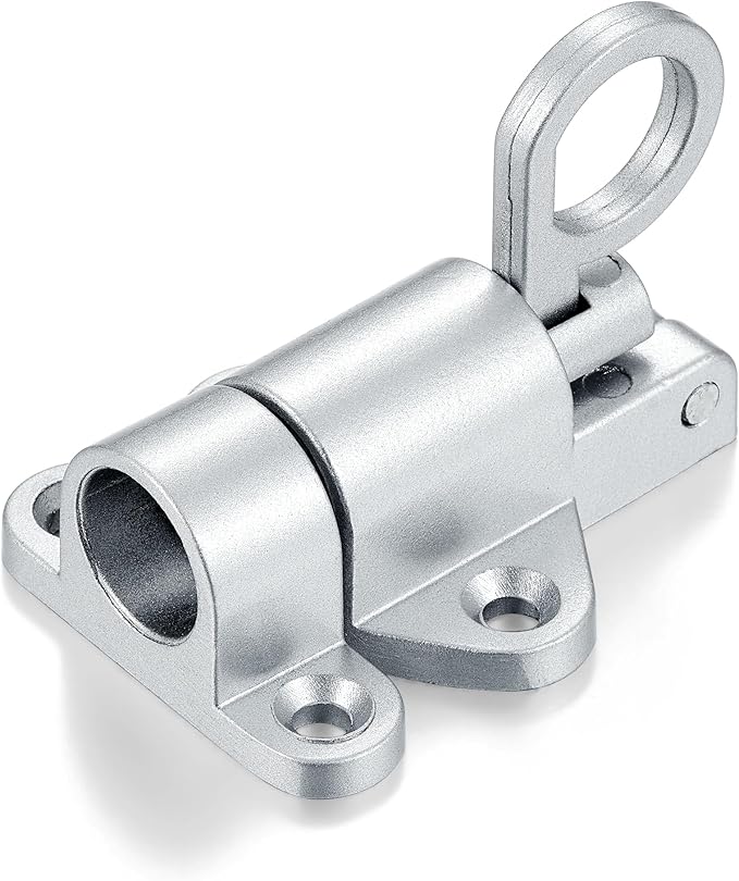 6 Packs Self-Closing Latches，Silver Gray Spring Door Lock，Resilient Bolt Latch Aluminum Alloy Safety Automatic Spring Barrel Slide Door Lock with Screws,Used for Gate,Window and Cabinet etc