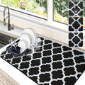Dish Drying Mat for Kitchen Counter, 16"x24" Dish Drying Pad with Non-slip Rubber Backed, Hide Stain Anti Absorbent for Kitchen Counter, Drying Mat for Coffee Machine Dish Rack (Black Trellis)