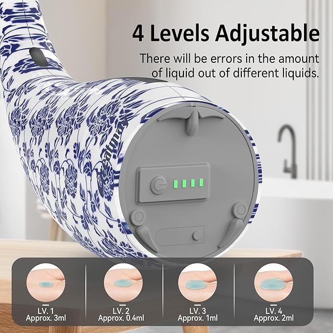 Adjustable Automatic Soap Dispenser Touchless, 4 Adjustable Levels Touchless Sensor Liquid Soap Pump Dispenser，300ml Rechargeable Magnetic Charging Hand Soap Dispenser for Kitchen，Bathroom
