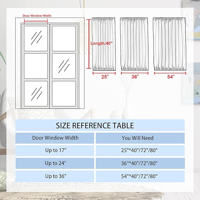 DWCN French Door Curtains – Rod Pocket Thermal Blackout Curtain for Window/Patio Doors/Doorways/Classroom/Kitchen for Privacy, 25W by 40L Inches, 1 Panel with Tieback, Hunter Green