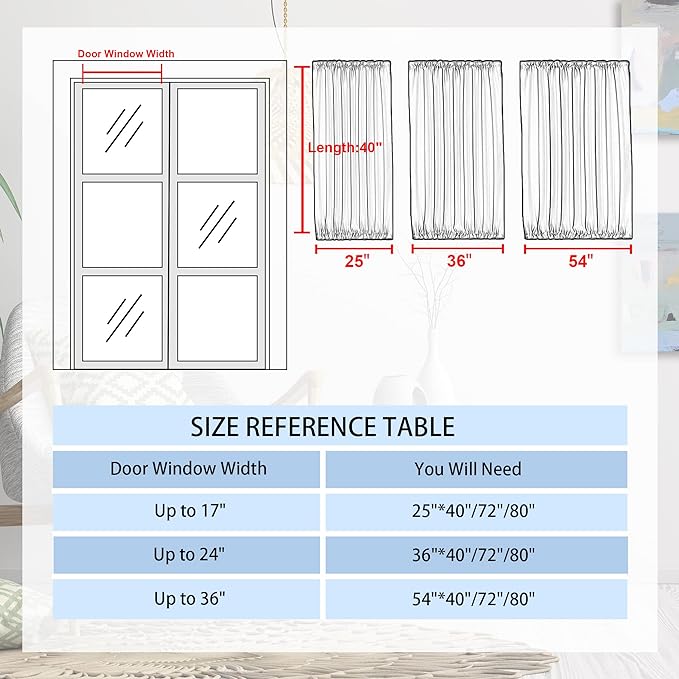 DWCN French Door Curtains – Rod Pocket Thermal Blackout Curtain for Doors with Glass Window, Kitchen and Patio Doors for Privacy, 25 X 40 Inches Long, 1 Curtain Panel with Tieback,Burnt Ochre