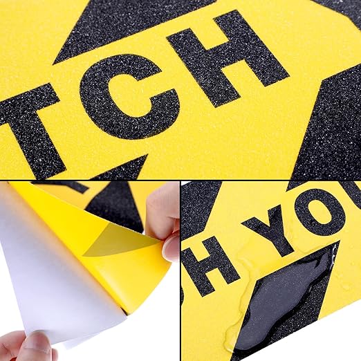 Boao 24 Pieces Watch Your Step Stickers Sign 6 x 24 Inch Caution Watch Your Step Floor Decals Warning Sticker Adhesive Tape Anti Slip Abrasive Tape for Workplace Safety Wet Floor Caution