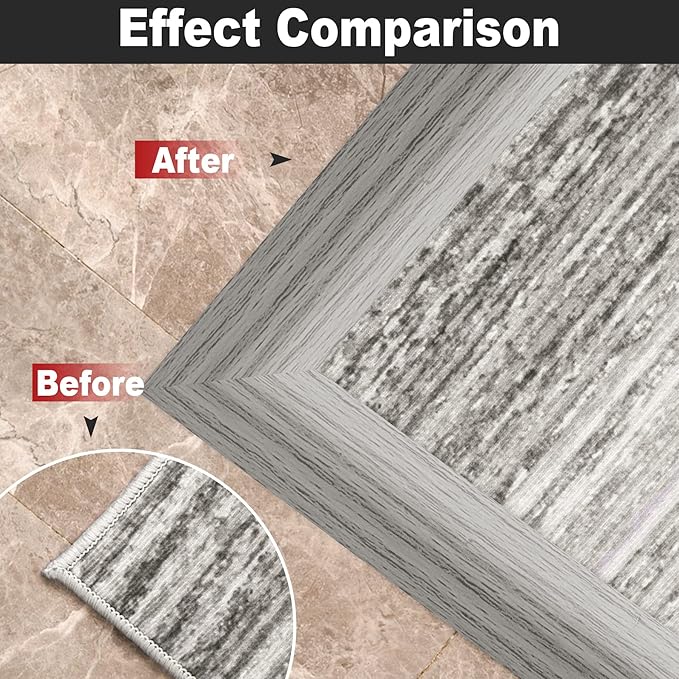 20Ft Carpet Floor Transition Strip, Self Adhesive Floor Edging Trim Strip, PVC Threshold Cover for Doorway, Floor Divider Strip Suitable for Threshold Height Less Than 5 mm - Gray Forest