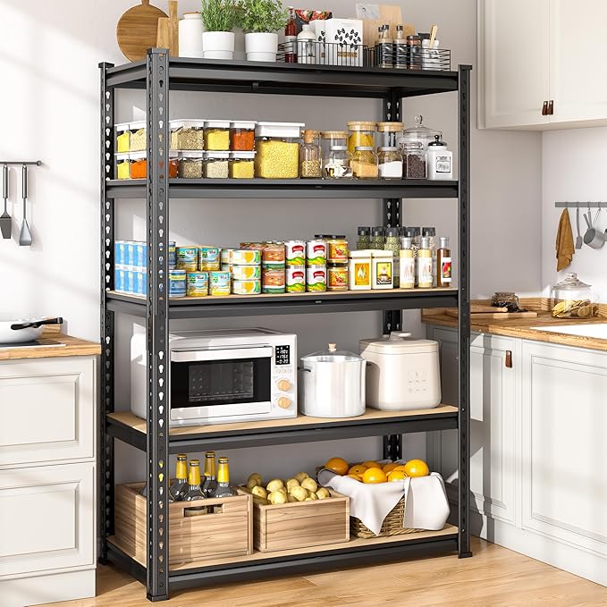 5-Tier Storage Shelves, 1980LBS Adjustable Pantry Shelves, Metal Shelving Unit for Kitchen, Pantry, Closet, Laundry, Garage, 72.06" H x 35.55" W x 15.76" D