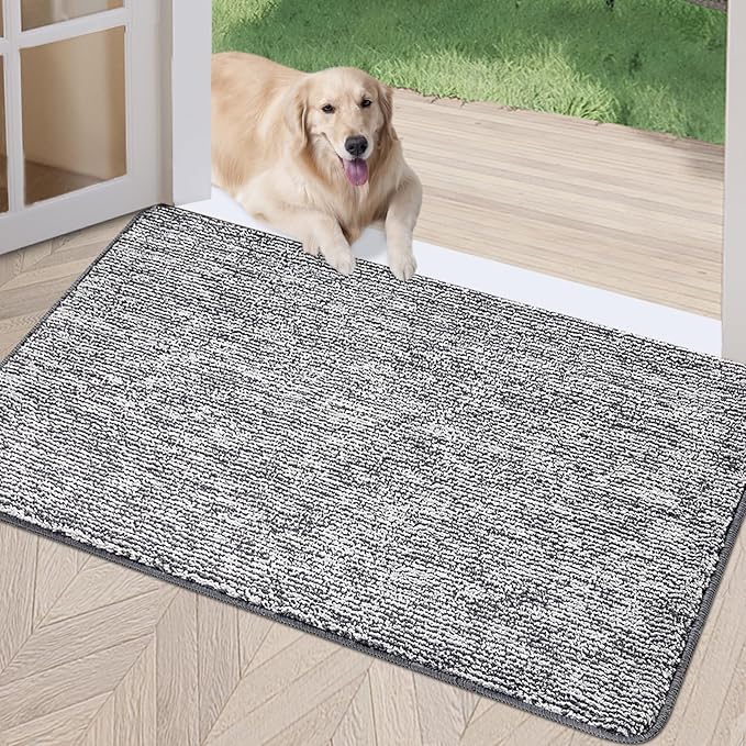 REFETONE Doormat, 36"x59", Indoor, Dark Grey - Absorbent, Non Slip, Machine Washable, Resist Dirt, Low-Profile Entry Rug for High-Traffic Areas
