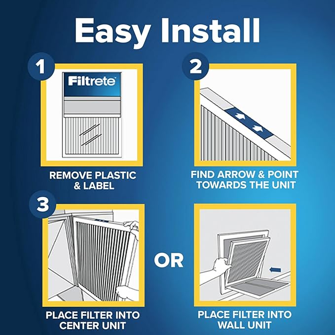 Filtrete 23.5x23.5x1 AC Furnace Air Filter, MERV 11, MPR 1000, Micro Allergen Defense, 3-Month Pleated 1-Inch Electrostatic Air Cleaning Filter, 6 Pack (Actual Size Pack 23.188x23.188x0.81 in)